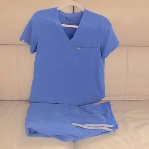 Figs XS top, SP pant in blue